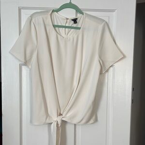 Elegant Cream Tie-Front Blouse